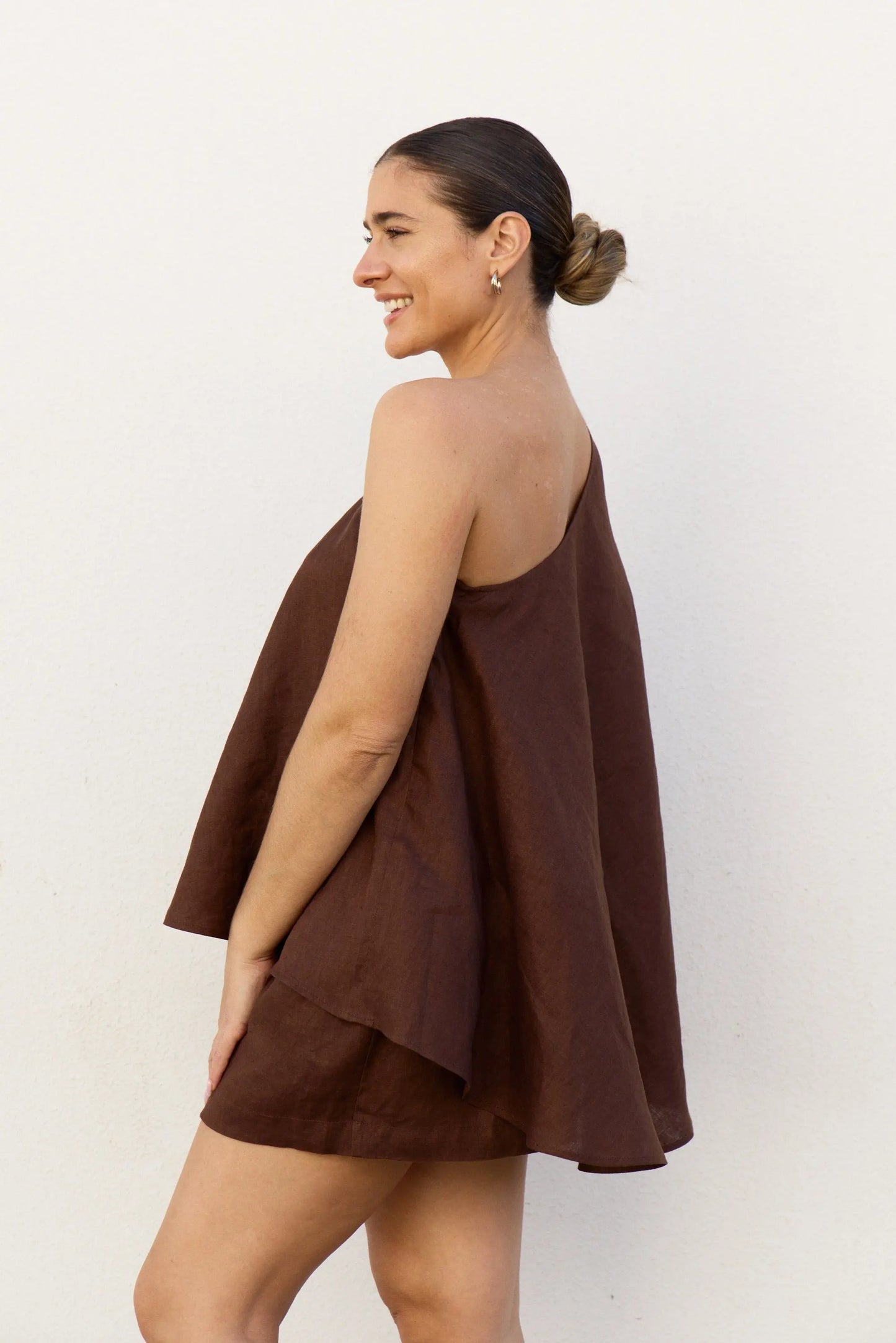 Chocolate OS Balloon Sleeve Swing Top Isabella Longginou