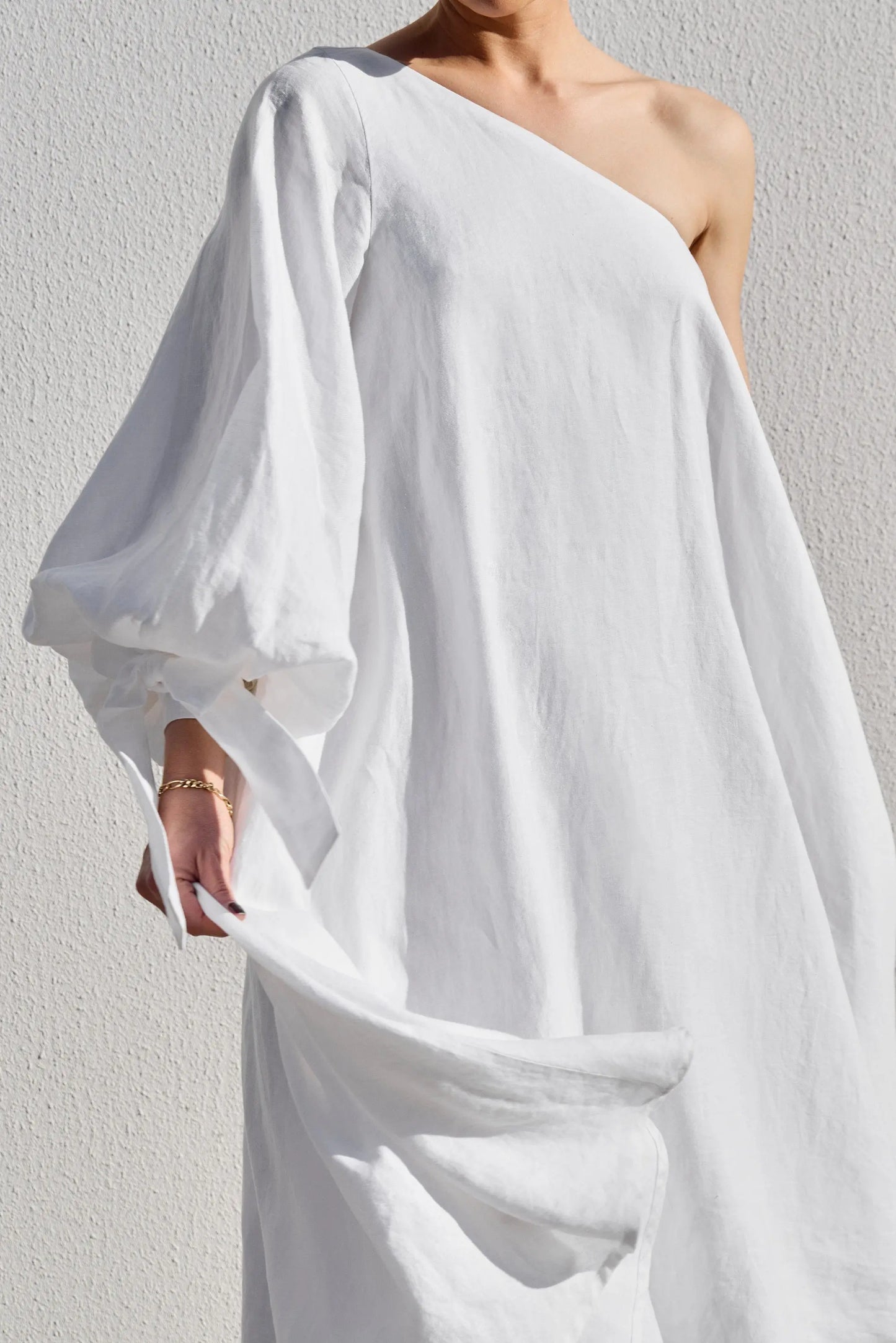 White Balloon Sleeve Swing Dress Isabella Longginou
