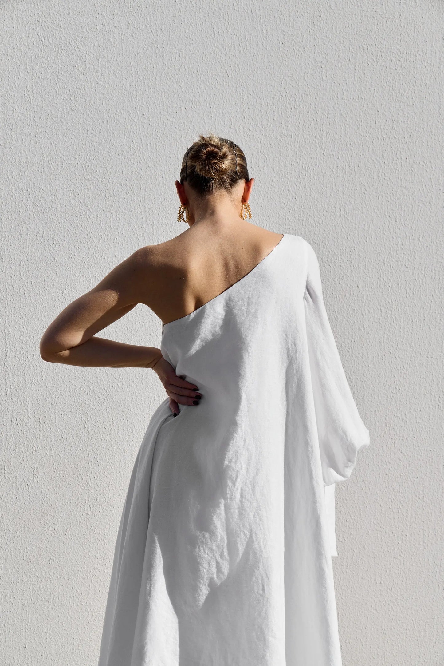 White Balloon Sleeve Swing Dress Isabella Longginou
