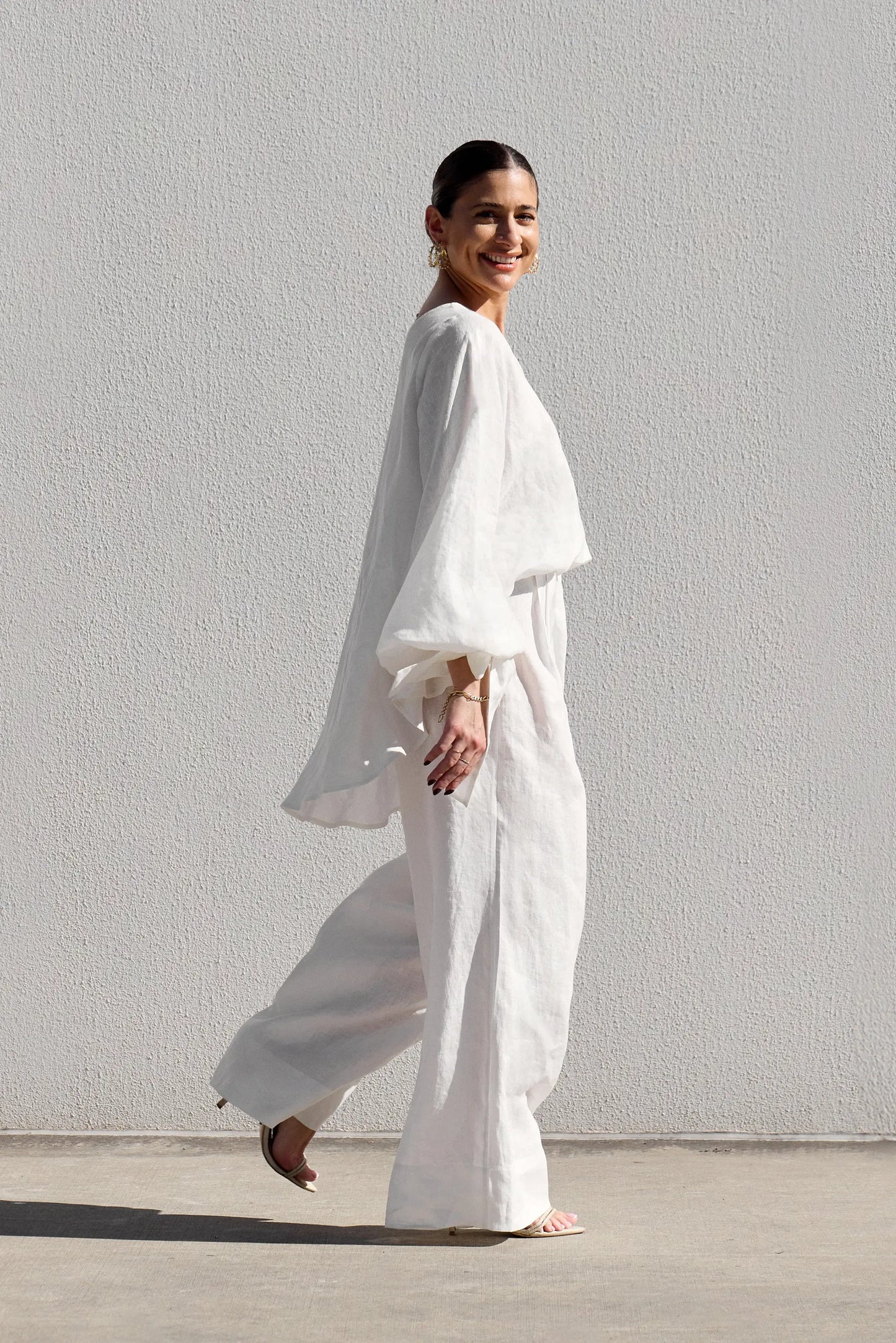 White Palazzo Pants Isabella Longginou