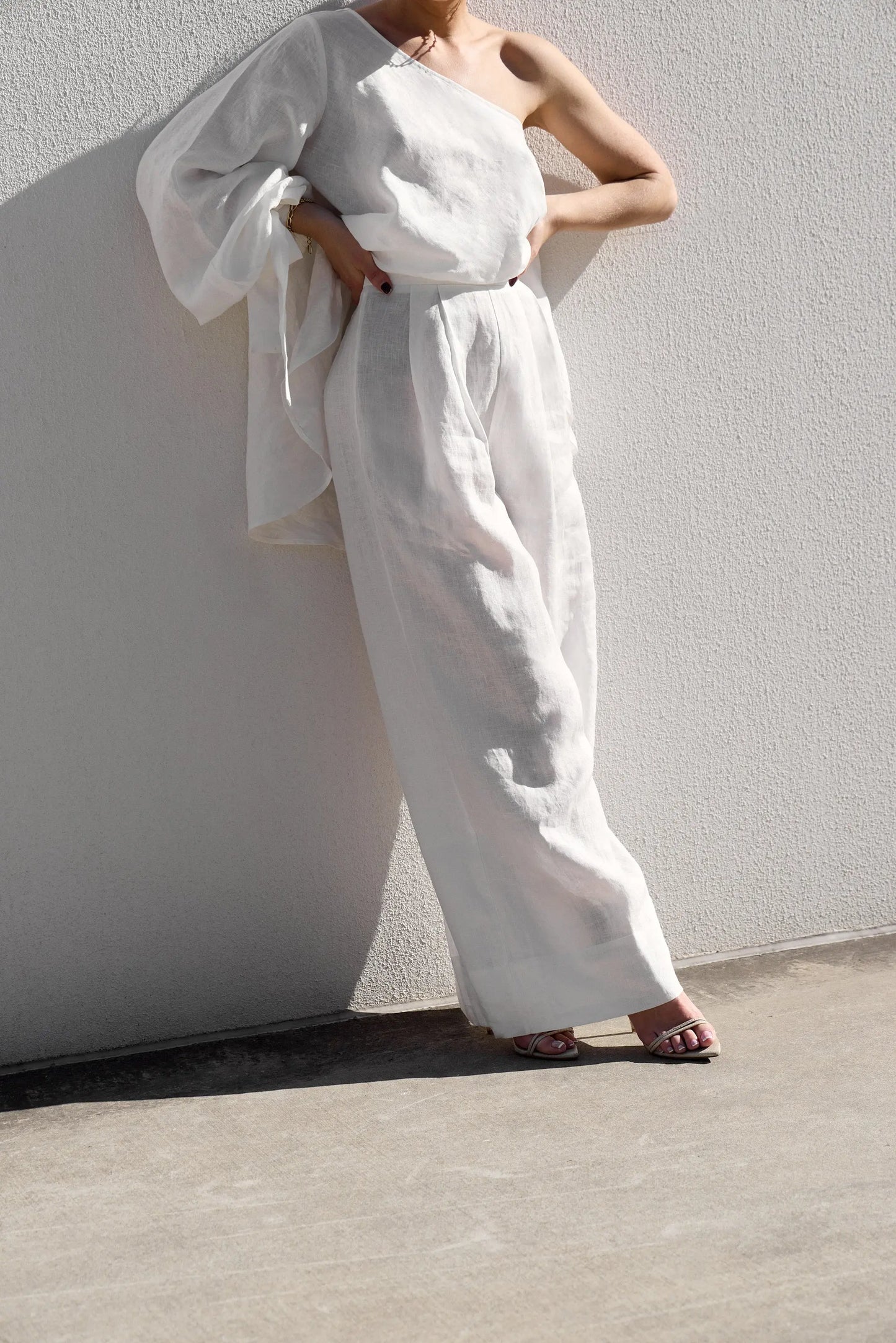 White Palazzo Pants Isabella Longginou