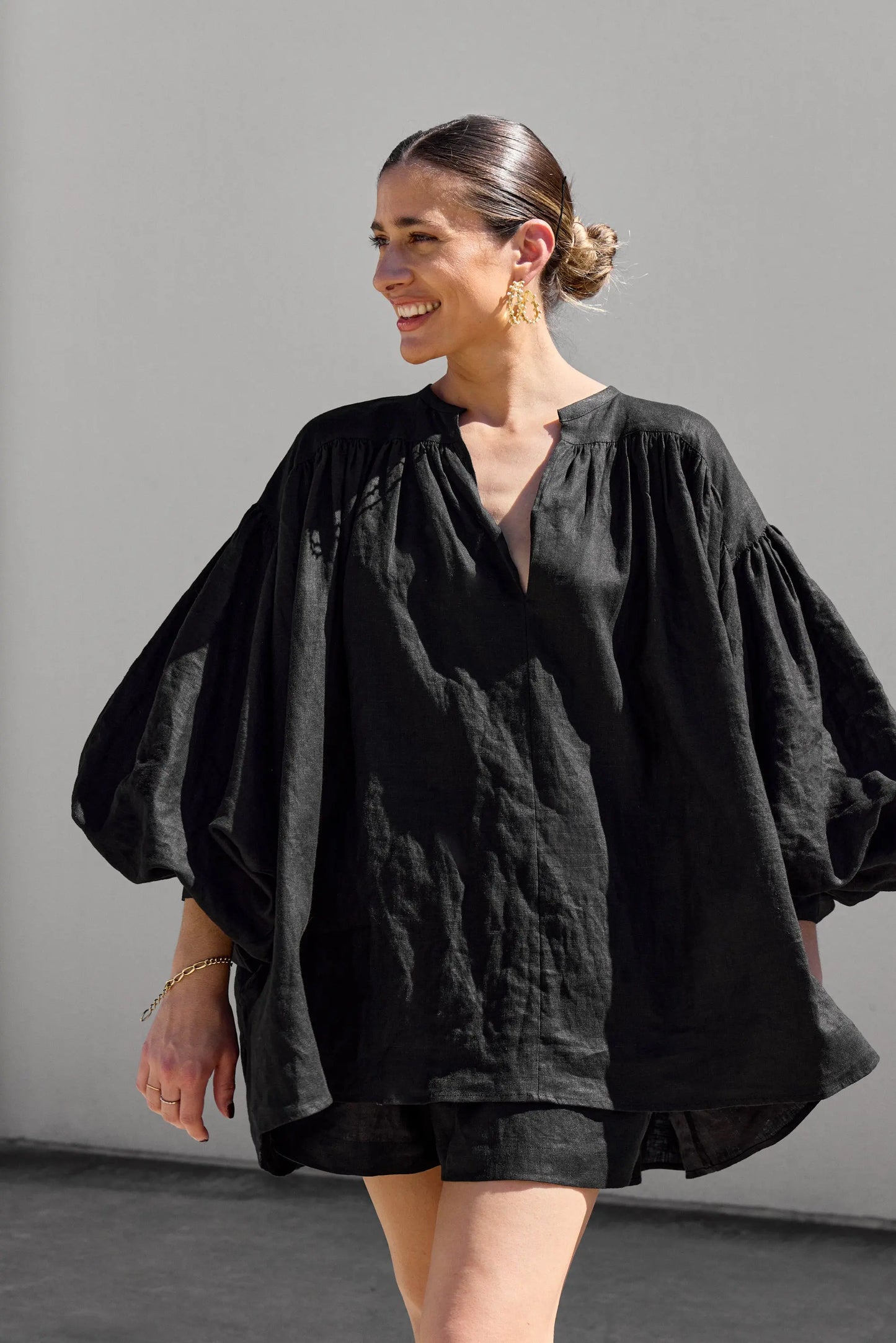 Black Puffy Shirt Isabella Longginou
