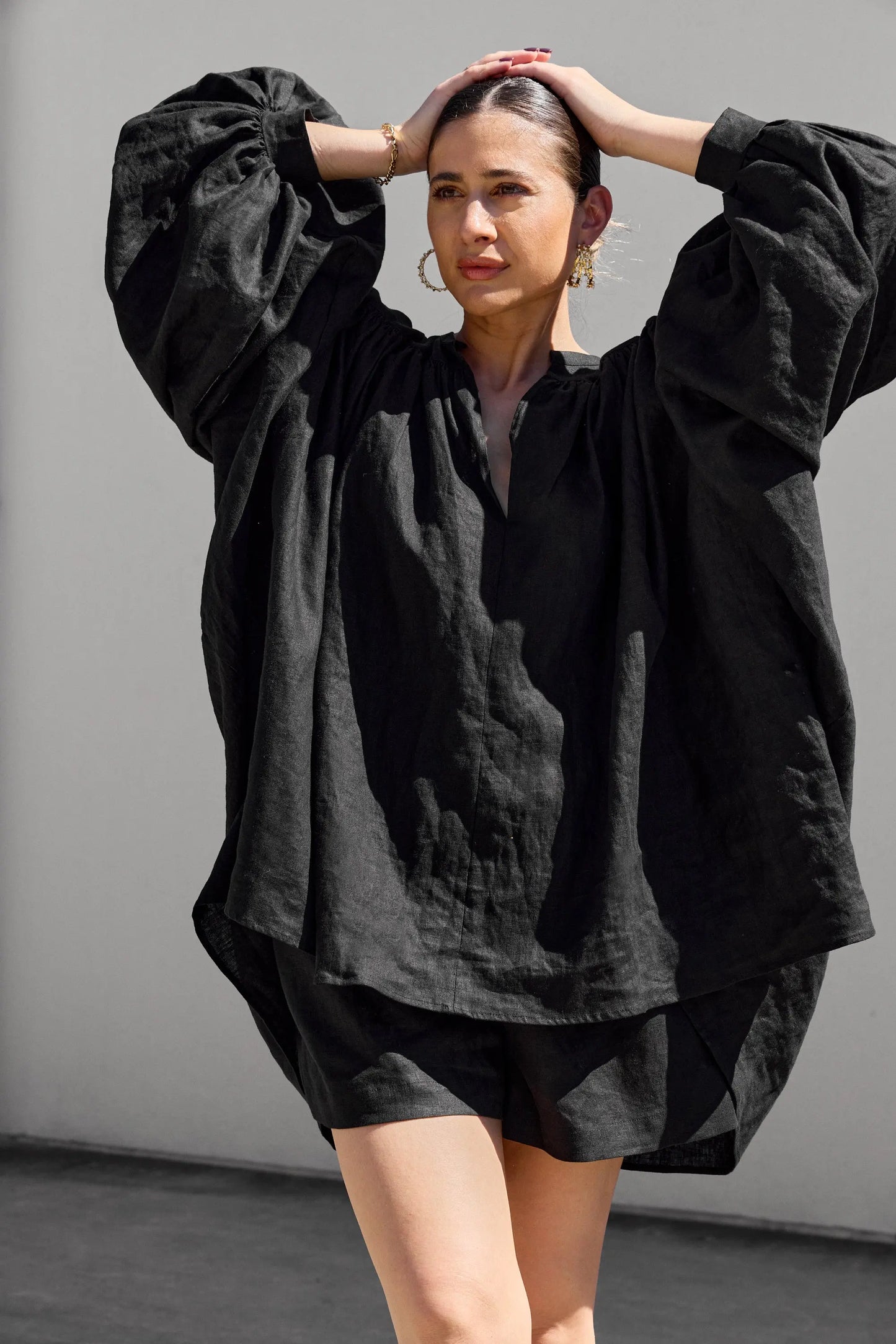 Black Puffy Shirt Isabella Longginou