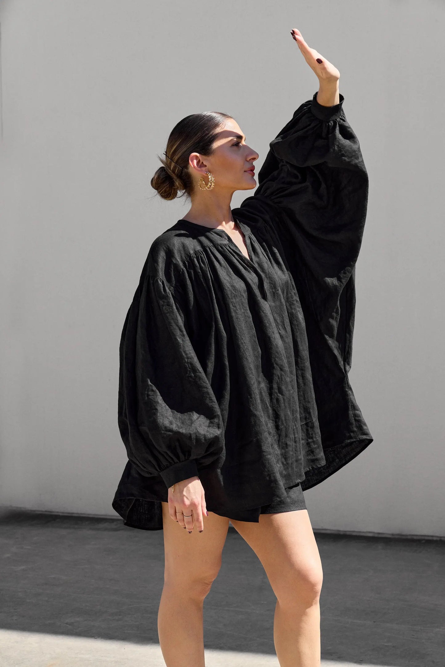 Black Puffy Shirt Isabella Longginou