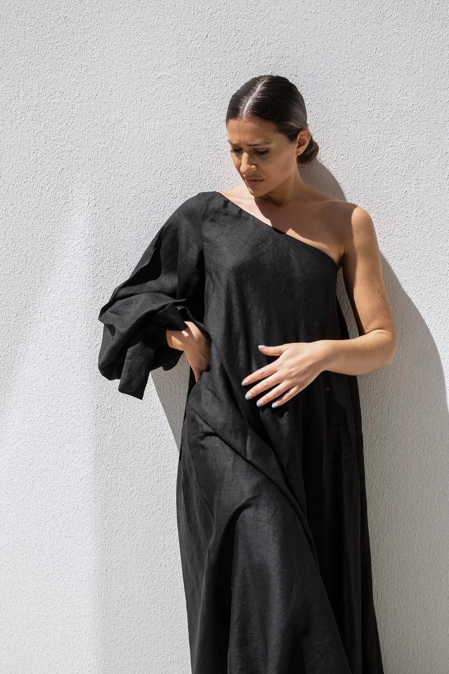 Black Balloon Sleeve Swing Dress Isabella Longginou