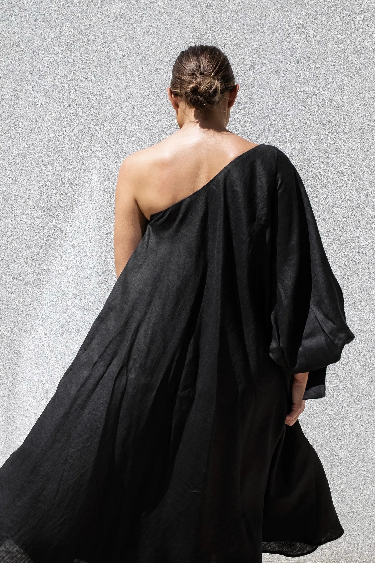 Black Balloon Sleeve Swing Dress Isabella Longginou