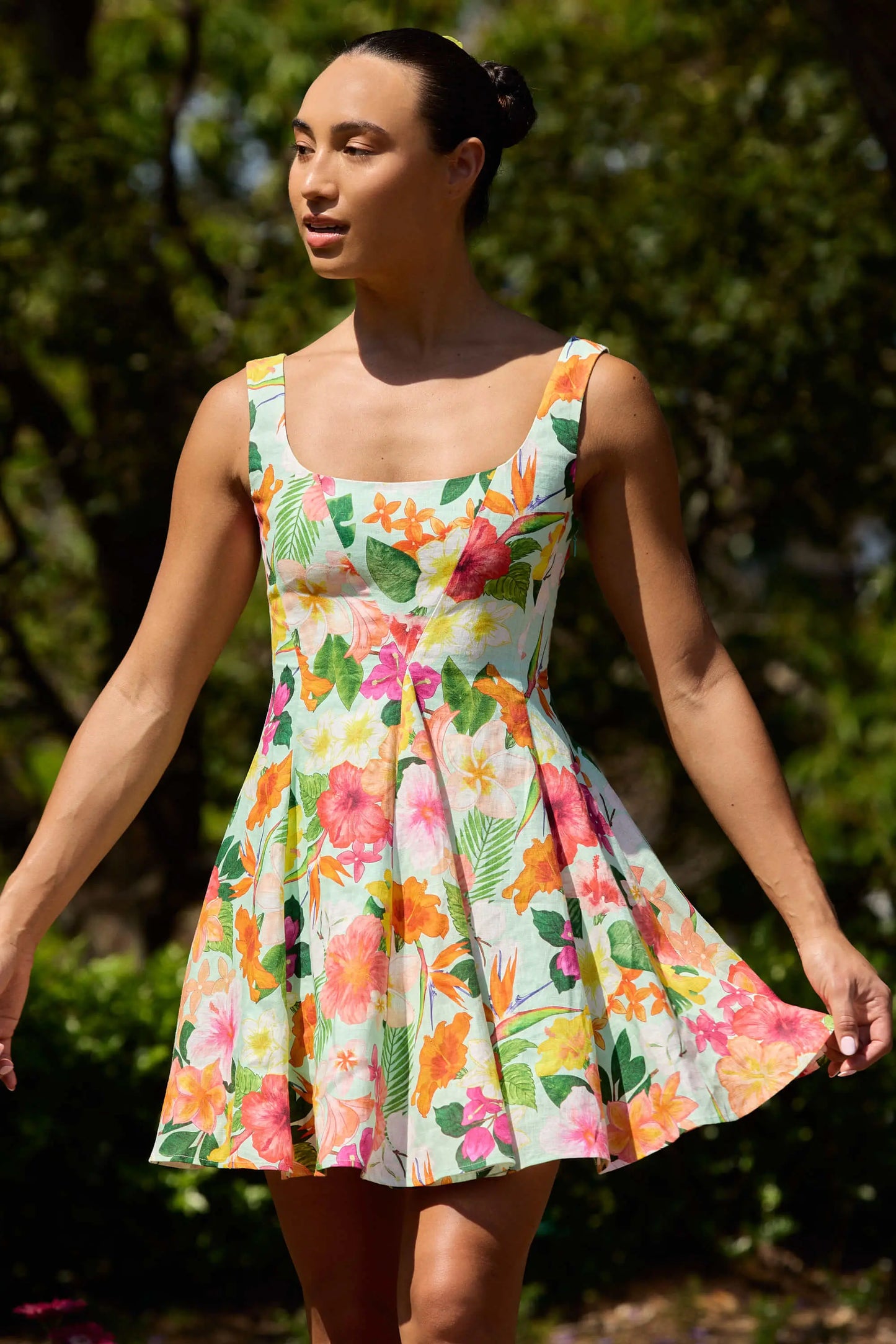 Hibiscus Godet Mini Dress Isabella Longginou