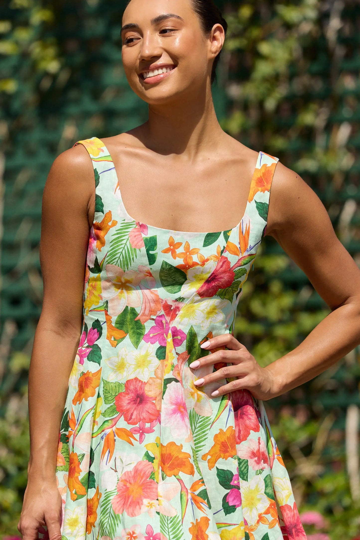Hibiscus Godet Mini Dress Isabella Longginou