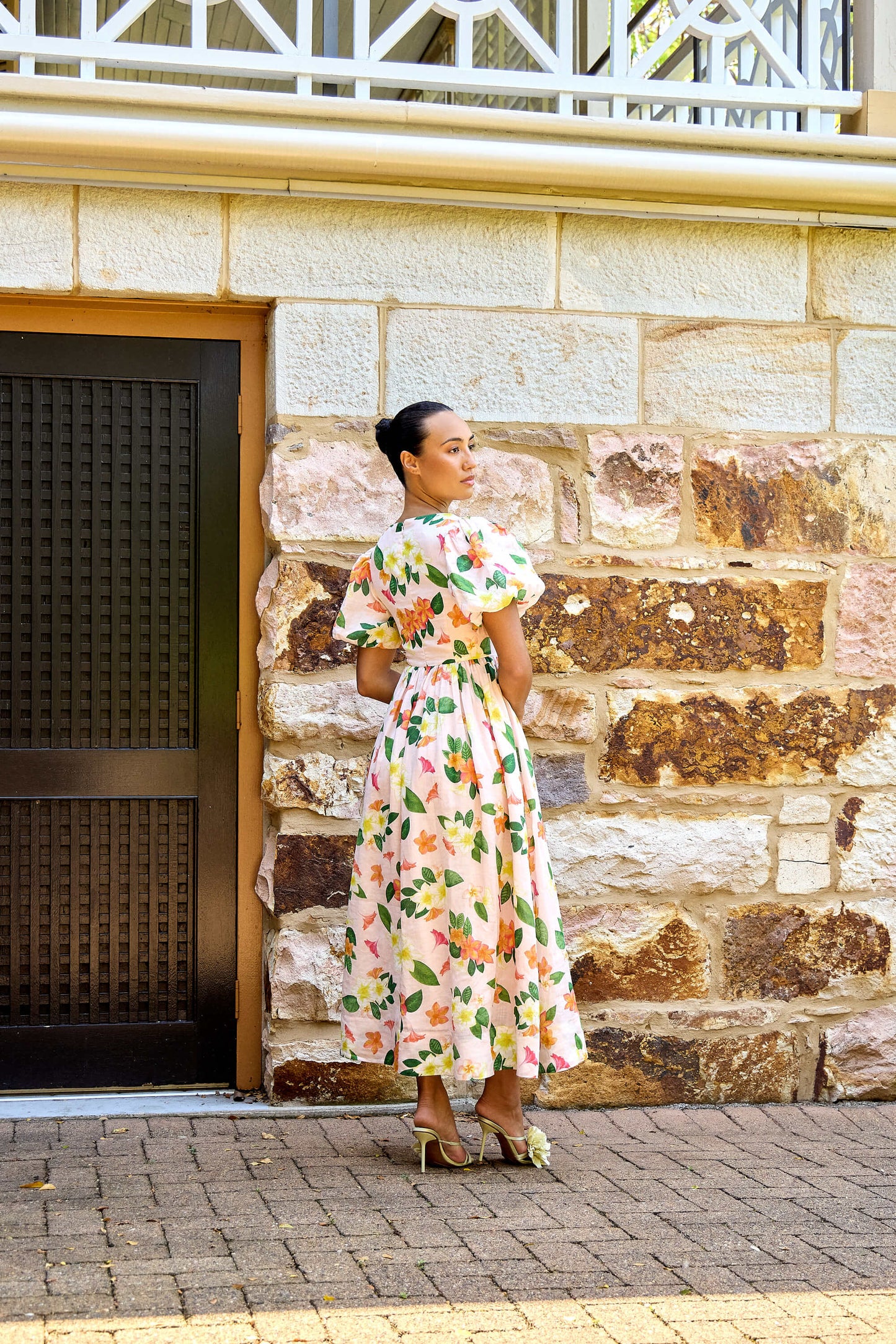 Frangipani Puff Sleeve Dress Isabella Longginou