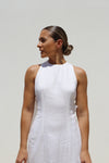 White Asymmetric Pencil Dress