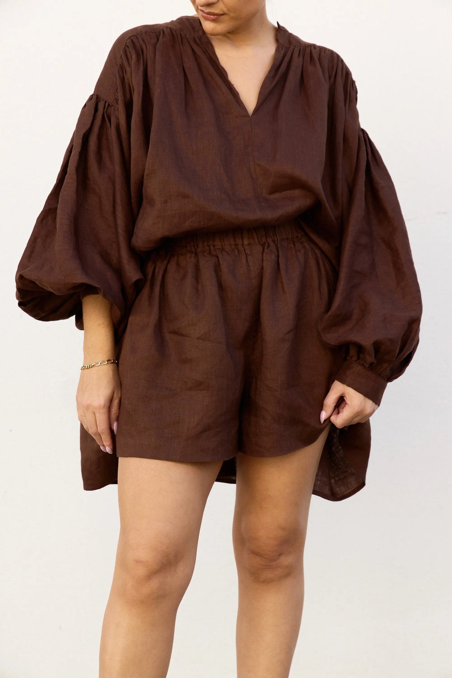 Lady Wearing Oversize blouse and shorts