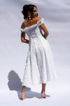 White Textured OTS Fit and Flare Midi