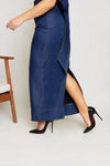 Denim Fitted Pencil Skirt