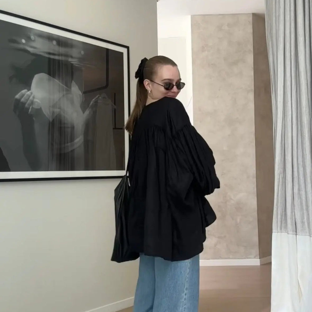 Black Puffy Shirt Isabella Longginou