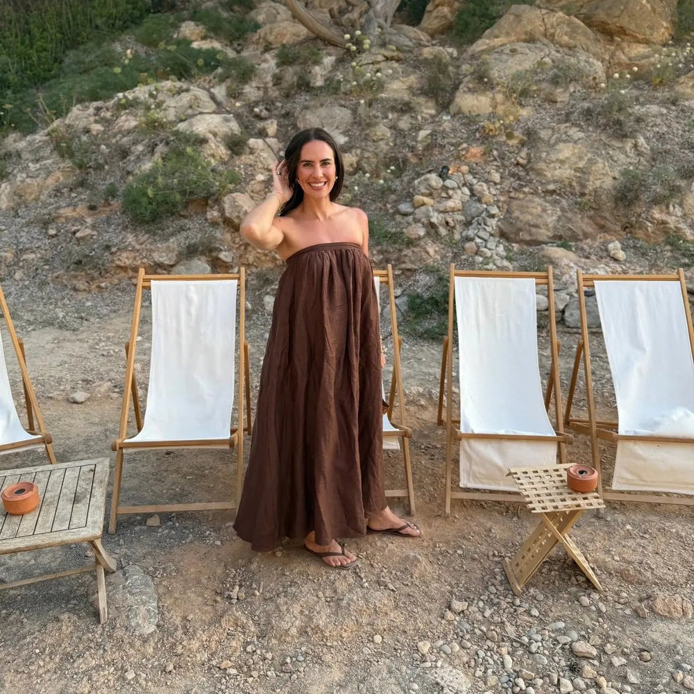 Chocolate Strapless Dress Isabella Longginou