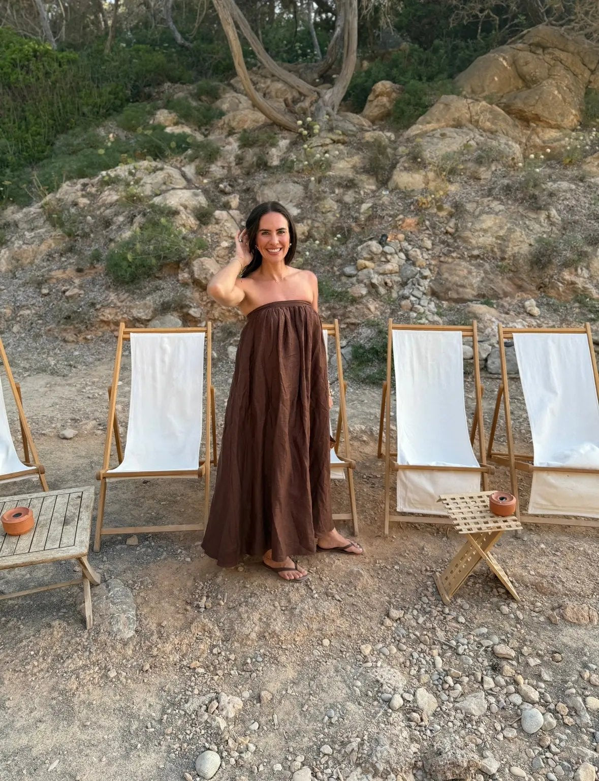 Chocolate Strapless Dress Isabella Longginou