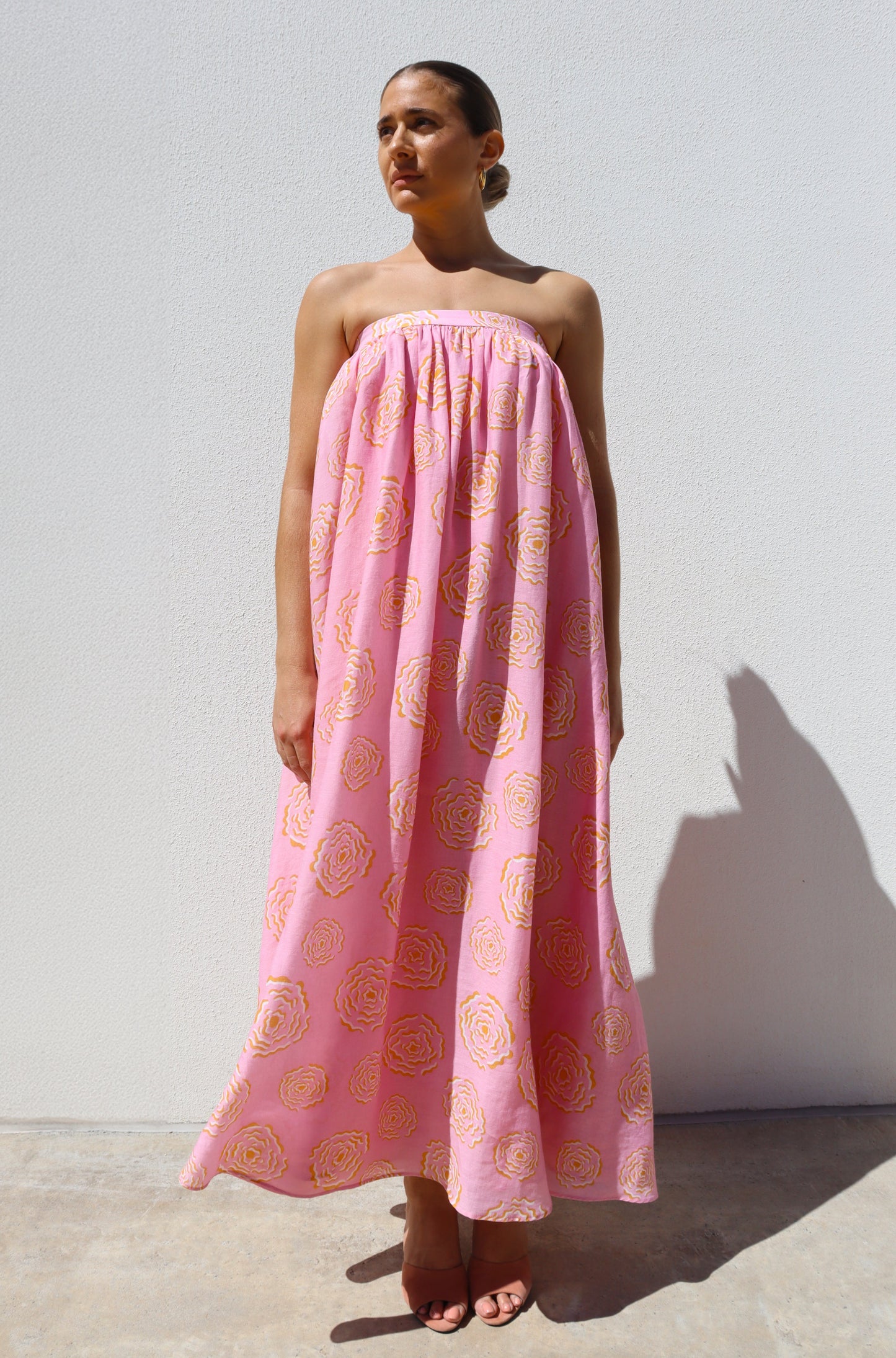 Peony Strapless Gathered Dress