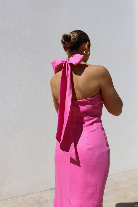 Pink Halter Pencil Dress