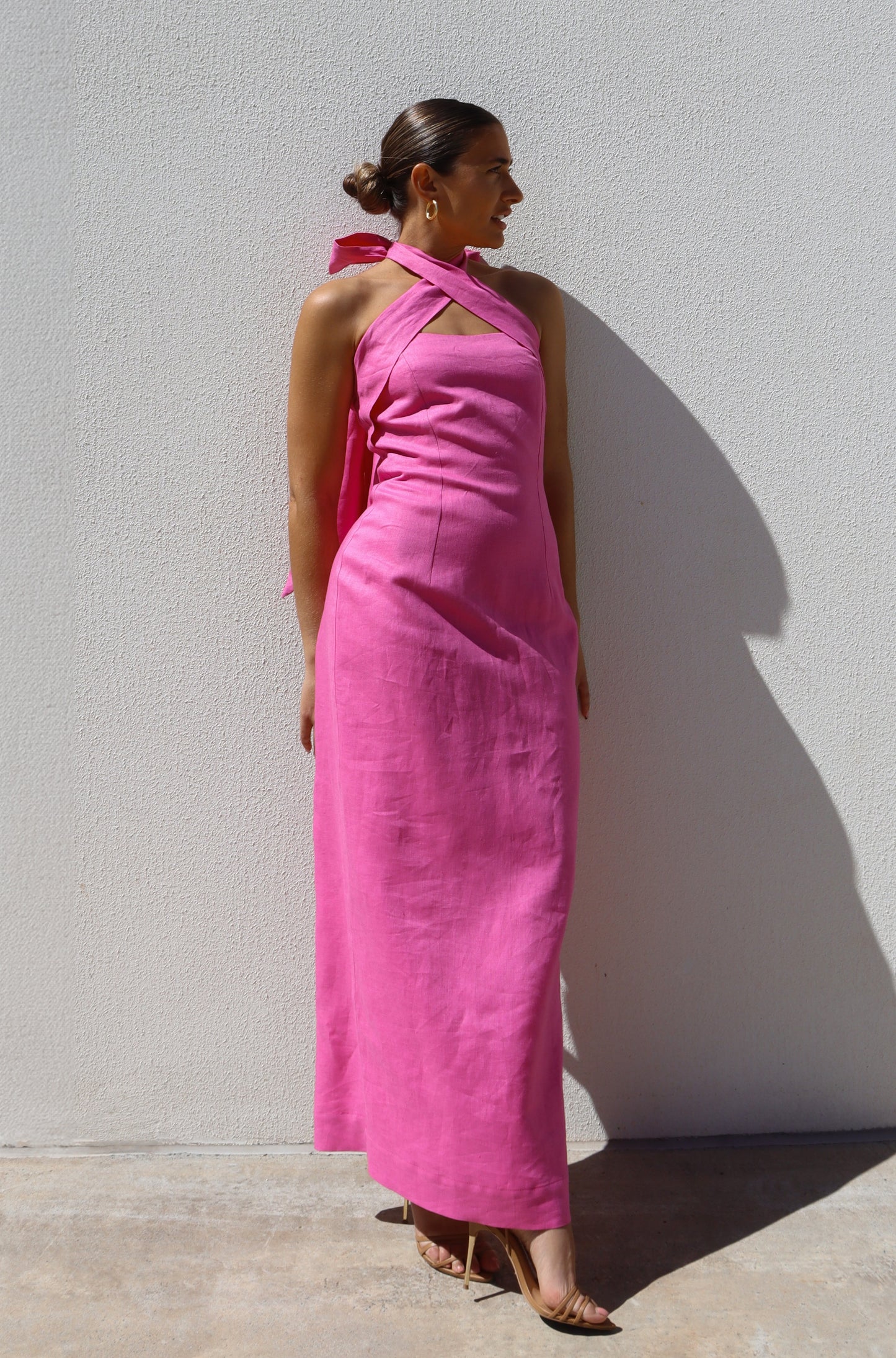 Pink Halter Pencil Dress