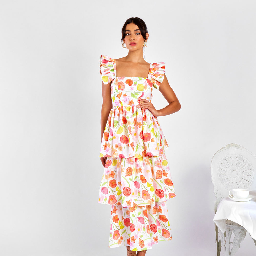 Poppy Floral Frill Dress