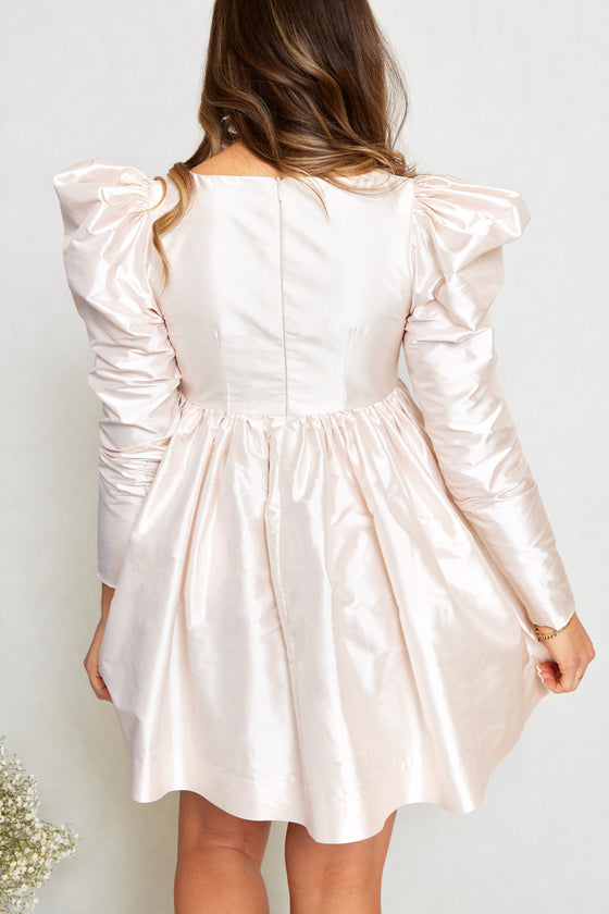 Silk Mutton Sleeve Mini Dress