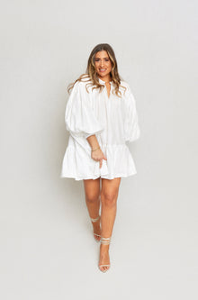  White Puffy Shirt Dress