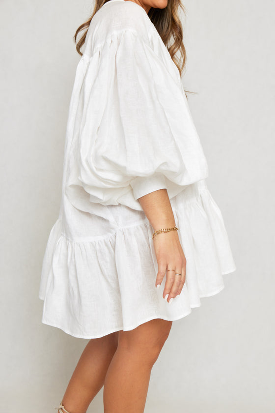 White Puffy Shirt Dress