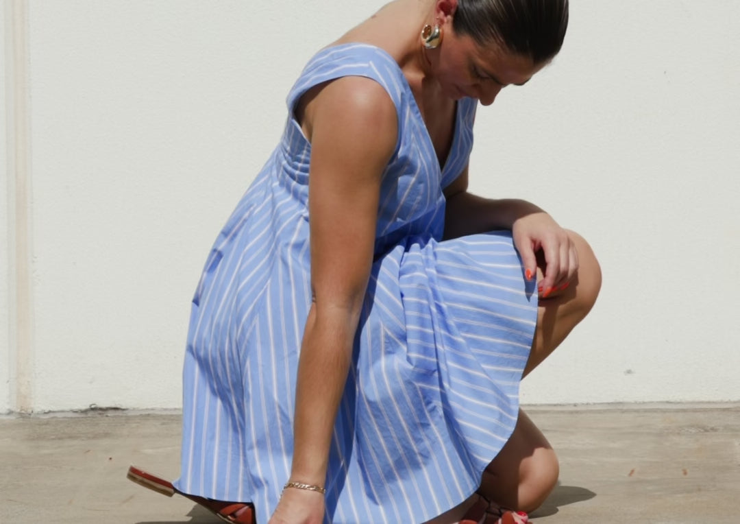 Striped Cotton Flare Dress