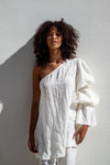 White Double Puff Tunic Top