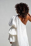 White Double Puff Tunic Top
