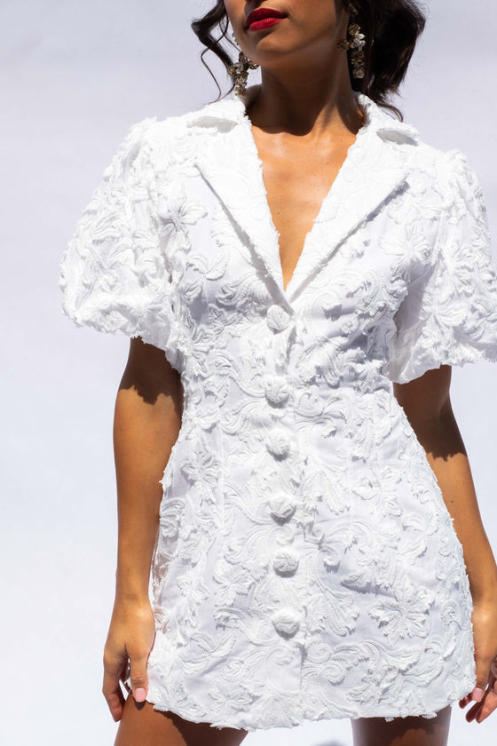 White Textured Jacket Dress